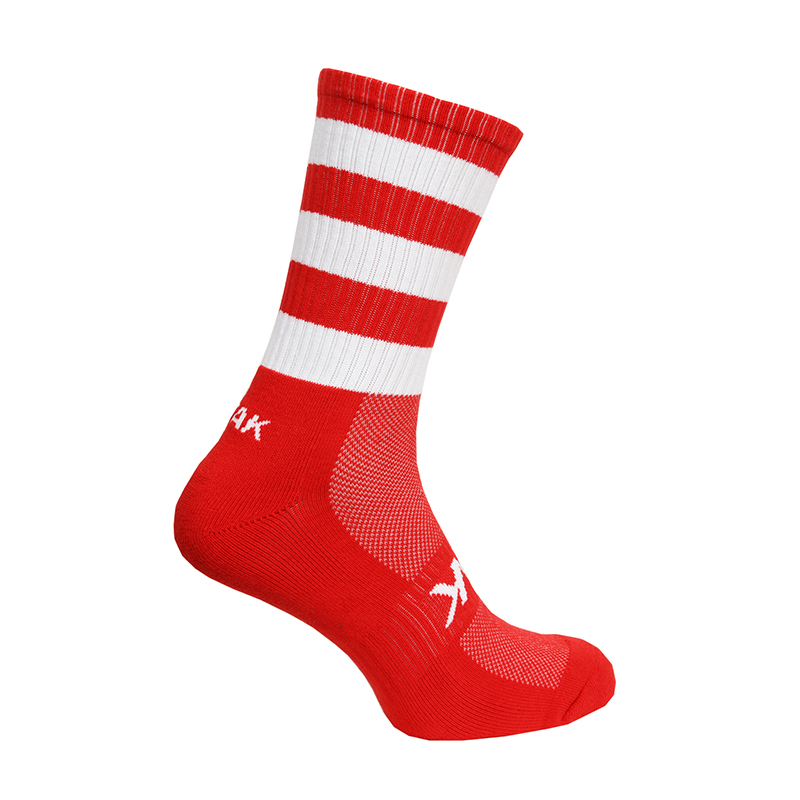 Red With White Hoops Mid Leg Socks, Red And White Hooped Rugby Socks