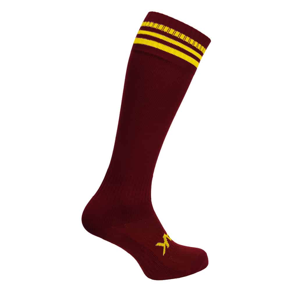 Maroon with Gold Stripes Sports Socks